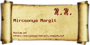 Mircsonya Margit névjegykártya